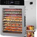 SUCICENI Food Dehydrator Machine 10 Stainless Steel Trays 9ft Dehydrator for Jerky, 1000W Dehydrator with 24H Timer 195 Temperature Control for Meat, Fruits, Veggies, Dog Treats