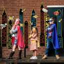 Cheerland Superhero Party Decorations Super Hero Photo Booth Backdrop Birthday Party Decoration Hero Background Buildings Cartoon Action Sign Comic Book Themed Wall Hanging Room Decor Class Supplies, 7.2' x 4.8'