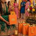 Sabary 30 Pcs Indian Return Paper Gift Bags for Wedding Bulk 9 x 7 Inches Hindu Religious Pooja Wedding Party Favor Bags with Handle Small Diwali Pouch for Indian Pooja Housewarming (Ginger Yellow), 1 Count