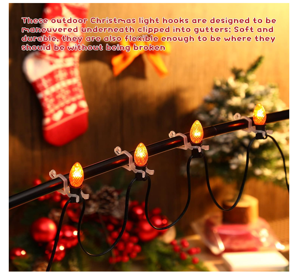 25 Pcs Christmas Light Clips Hooks, Outdoor Universal Gutter and Shingle Clip (4 pack)