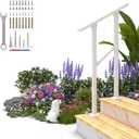 Hand Rails for Outdoor Steps, 2 Step Handrail Stair Railing for Seniors for Porch Railing Deck Hand Rail Easy to Install and Sturdy (White)