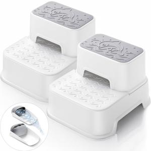 2 Step Toddler Step Stool, Non-Slip Multifunctional Kids Step Stool for Bathroom Sink & Toilet Potty Training,Supports Up to 220 lbs (2 Packs, White)