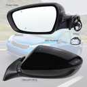 Left Driver side Mirror Compatible with 2014 2015 2016 Kia Forte with Manual Folding power glass Heated Black Replace# KI1320181(5 Pins)