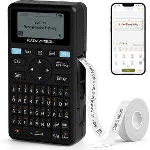 SUPVAN E11 Bluetooth Label Maker Machine with 4 Tapes, Support Keyboard & App with 30+ Fonts and 660+ Icons, Rechargeable Inkless Labeler for Home, Kitchen, Office, School, Organization, Black