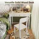 Vintage Solid Wood Writing Desk with Drawers,White Vintage Vanity Desk, 31.5IN