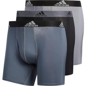 adidas Men's Microfiber Boxer Briefs Underwear (Multipack) Athletic Stretch-Fit (Large, Black/Onix Grey/Grey)
