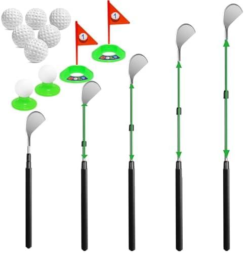 Youth Golf Wood,35-inch Telescopic Aluminum Kids Golf Club, Practice Putting Cups and Flags-Only Right-Handed 15Pcs
