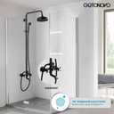 gotonovo Bathroom Shower Faucet Rain Mixer 8 Inch Round Shower Head Double Cross Handle with Tub Spout Wall Mount Bathroom Shower Fixtures 3 Function Metal Handheld Sprayer Oil Rubbed Bronze