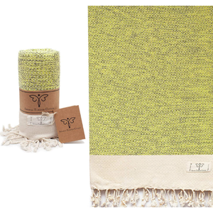 SMYRNA TURKISH COTTON Vintage Series Turkish Beach Towel Oversized, 37x71 inch, Extra Large Quick Dry Sand Free Beach Blanket, Lightweight Cotton Pool, Spa, Travel, Gym, Adult Bath Towel, Lime Green