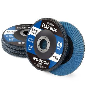 5 Pack Zirconia Flap Discs 4 1/2 60 Grit Flap Discs for Angle Grinder T29 Grinding Wheels for Metal,Wood,Stainless Steel Grinding and Stock Removal