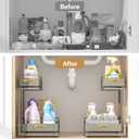 Under Sink Organizer Kitchen - Bathroom Organizers and Storage 2 Tier, Mute Pull Out Cabinet Organizer and Storage Shelves, Slide out Kitchen Organization with Track for Pantry, Grey (Double Layer)