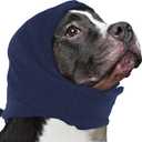 Nanaki Soft Dog Calming Hoodie Anxiety Relief Dog Ear Muffs Noise Protection Doggy Head Wrap Hematoma Fireworks Doggy Ear Cover for Bath Blow Drying Pet Head Cover Noise Cancelling Sleep Help Headband (M(Head Girth:14.6"-19.7"), Navy)