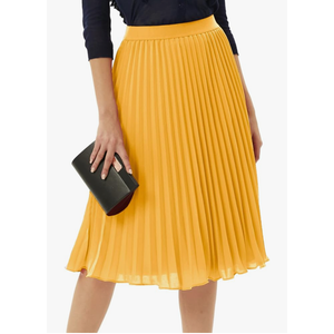 GRACE KARIN Women High Elastic Waist Pleated Chiffon Skirt Midi Swing A-line Skirts, 2XL