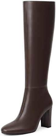 Modatope Knee High Boots for Women Chunky Heel Rounded Toe Women's Tall Boots. 6.5