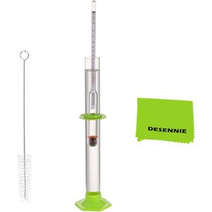 Hydrometer Alcohol Meter Test Kit 0-200 Proof and Tralle Hydrometer, Alcohol Proof Tester for Moonshine, Liquor, Spirits with Glass Test Jar Cleaning Brush Microfiber Cloth