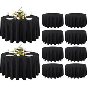 sancua 10 Pack Round Tablecloth Black 90 Inch - Stain and Wrinkle Resistant Table Cloth, Washable Polyester Table Cover for Dining Tables, Buffet Parties and Camping