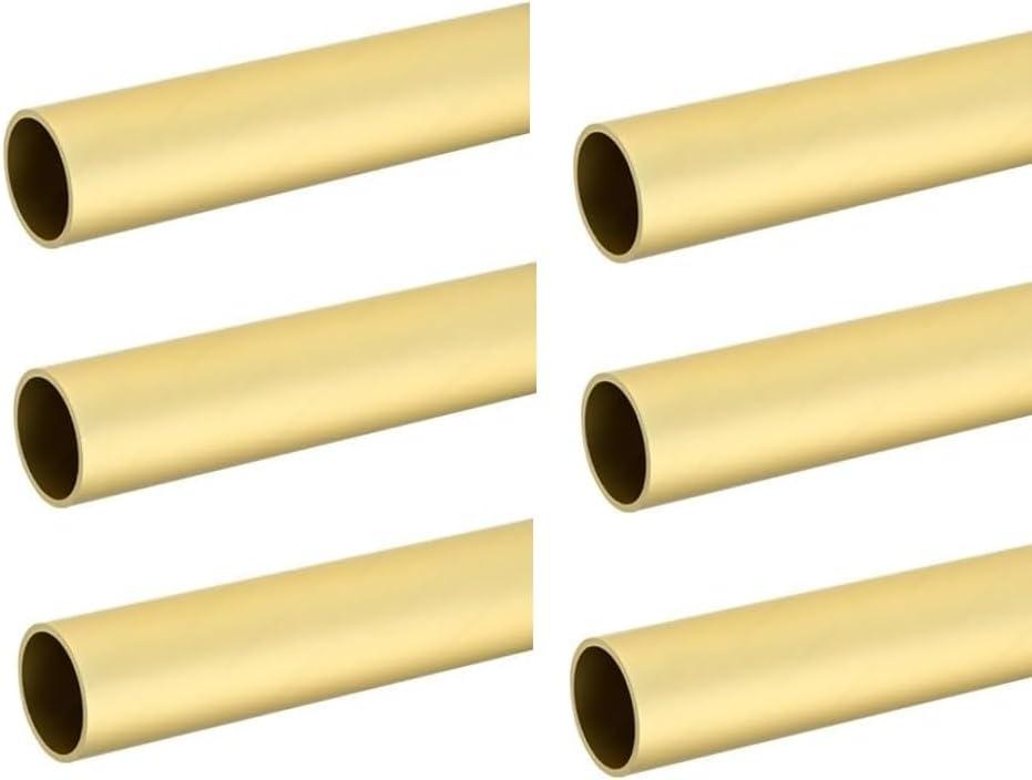 6-Case Pack Long Round 1-5/16" Diameter Wardrobe Closet Tubing Rods Application Clothes Hanging - 96 Inch Length Matte Brass