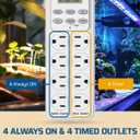 DEWENWILS 8 Outlet Power Strip with Timer (4 Timed/4 Always On), Indoor Digital Outlet for Reptile Light, Turtle Grow Light, Bearded Dragon Tank, Aquarium, 6ft Flat Plug Cord, 15A, UL Listed