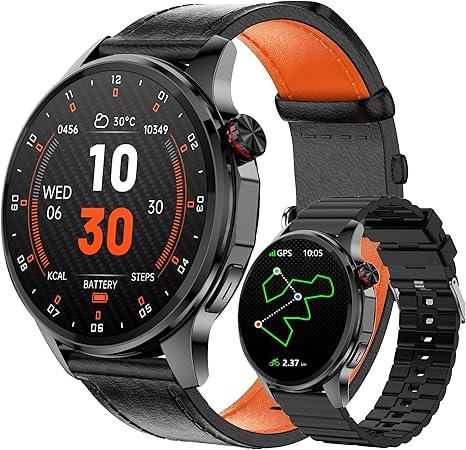 Smart Watch for Men Built-in GPS(Answer/Make Call/Text), 1.46" AI Smartwatch for Android Phones/iPhone, 100+ Sport Mode Fitness Tracker with Health/Sleep Monitor, Compass/Barometer/Altitude(2 Straps)