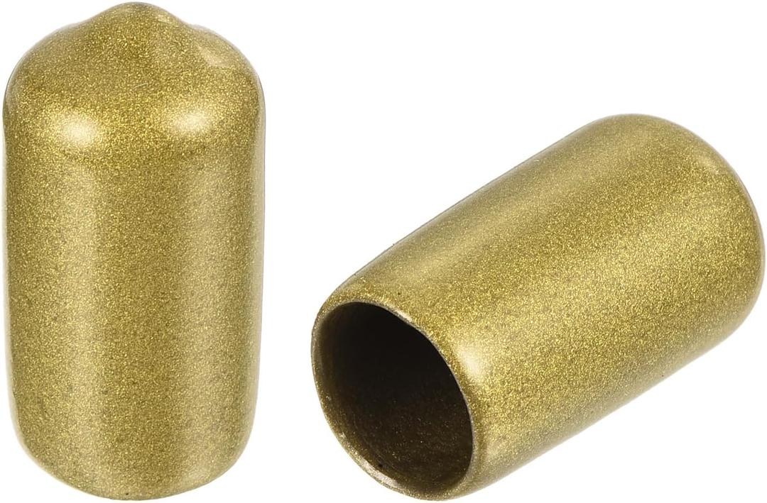 uxcell 100pcs Round Rubber End Caps 7/16"(11mm) Gold Vinyl Cover Screw Thread Protectors