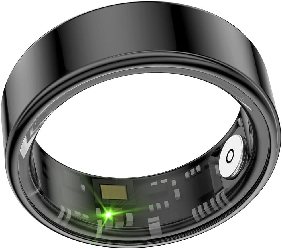 Smart Ring Health Tracker, Health Rings for Men & Women, Waterproof Fitness Tracker (Black, 8#)