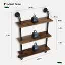 Merapi 24" Industrial Floating Shelves, Pipe Shelves for Wall, 3 Tier Rustic Wood Wall Shelves for Home Décor, Bedroom, Living Room, Bathroom…