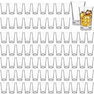 Eaasty 85 Pieces Unbreakable Shot Glasses Bulk, 1.4 oz Thick Base Shot Glass, Clear Cute Shot Glasses, Clear Shot Glasses for Party Favor, Night Game (Classic Style)
