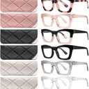 CCVOO 6 Pack Oprah Style Reading Glasses for Women Blue Light Blocking Computer Square Readers with Spring Hinge Men (A1 Mix, 0.75)
