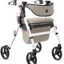 Medline Premium Empower Rollator Walker with Memory Foam Seat, Gray & White, 300 lb. Weight Capacity, 8 Wheels, Microban* Technology, Cupholder,Rolling Walker for Mobility Impairment