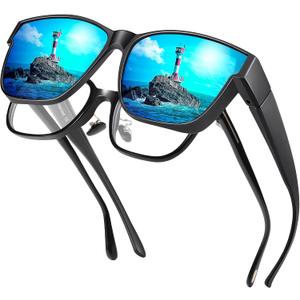 Polarized Sunglasses Fit Over Glasses for Women Men, Oversized Square Sun Glasses UV400 Protection