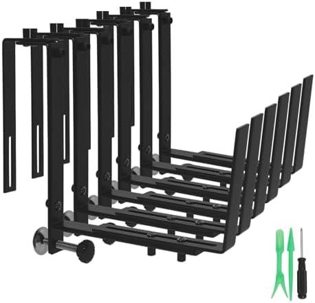 SDLDEER Window Box Brackets, 6 Pack Adjustable Planter Box Brackets, Heavy Duty Iron Flower Box Bracket for Deck Railing with Bottom Support, for Balconies, Fences, and Gardens