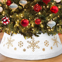 DoreenBow Christmas White Tree Collar Ring, 30'' Plush Gold Snowflake Sequin Tree Skirt, Christmas Artificial Tree Base Stand Cover, Xmas Tree Decorations Ornaments for Home Party Holiday 