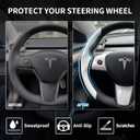 Uxcer Carbon Fiber Steering Wheel Cover & ABS Wrap Kit for Tesla Model 3 / Y Accessories White