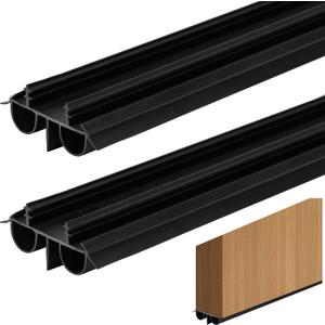 2 Pcs 36 Inch Double Bubble Kerf Door Sweep Kit, 1-3/4" Wide Vinyl Concealed Kerf Weather Strip, Door Bottom Seal Strip Replacement to Block Dust Noise Reduction