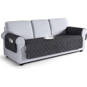 VANSOFY Couch Cover, Waterproof Sofa Covers Washable Slipcover Furniture Protector Couch Seat Covers Non-Slip Couch Cover for Dogs, Pets(Sofa, Charcoal Gray) 3 Seater