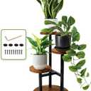 AUGOSTA 3 Tier Plant Stand, Tall Metal Wood Shelf Holder for Indoor, Outdoor Display Rack Flower Pot Stand for Corner Living Room Balcony Garden Patio