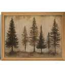 Vintage Pine Trees wall art,Retro Farmhouse Wall Decor Art Pictures,Country Nature-InspiredLandscape Canvas Posters Prints for Living Room, Bedroom,Cabin,Wood Frame 12x16in