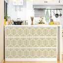 2 x Modern Peel and Stick Wallpaper Boho Gold Contact Paper for Cabinets and Drawers Geometric Bathroom Self Adhesive Removable Wallpaper for Bedroom Gold Decorative Contact Paper 197inL17.3inW