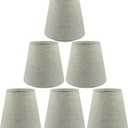 Piutouyar Handmade Chandelier Shades Set of 6, Linen Chandelier Lamp Shades Clip On Small Lamp Shades Replacement(Light Cross Linen)