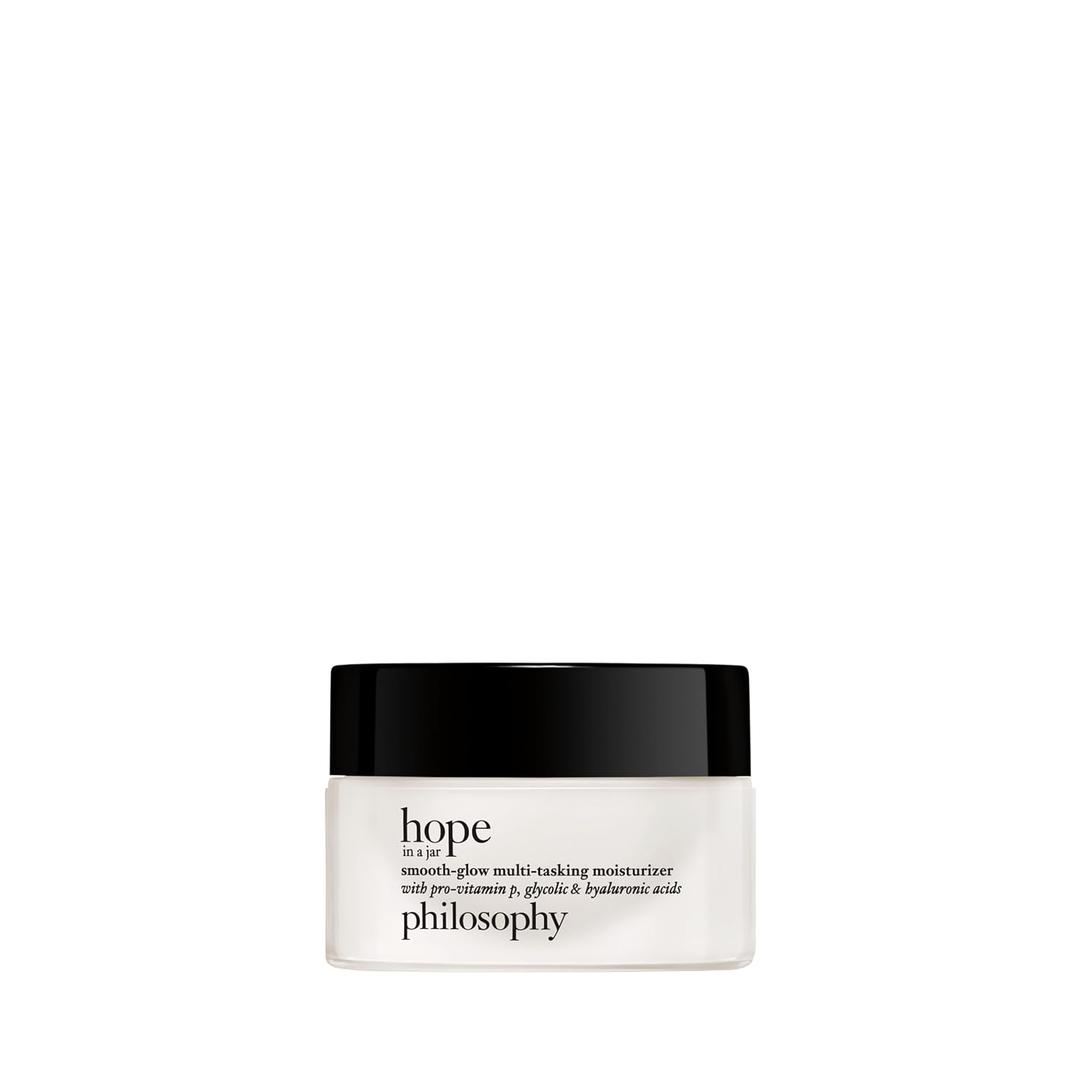 philosophy hope in a jar smooth-glow multi-tasking face moisturizer - with pro-vitamin P, glycolic & hyaluronic acid - provides deep & long-lasting hydration & smoother, radiant skin (0.5 Fl Oz (Pack of 1))
