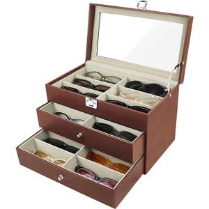 Wooden Sunglasses Organizer Box, Eyewear Display Eyeglass Case, Glasses Storage Box Sunglass Holder Gifts