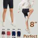 8" Women's Biker Shorts with Pockets, Tummy Control Spandex Exercise Shorts for Yoga,Workout,Running (Black, L)