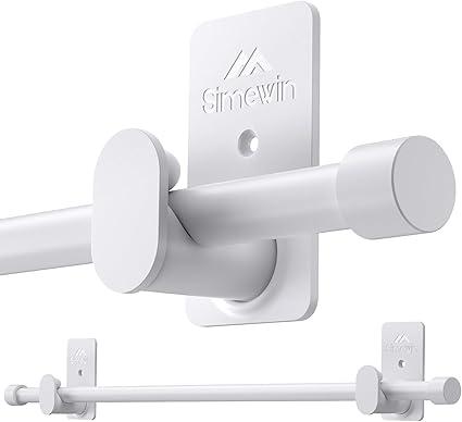 Curtain Rods No Drilling for Windows 30 to 60 Inches, 5/8 Inch Diameter No Drill Small Curtain Rod Set with 3M Adhesive Brackets, White