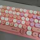 UBOTIE Colorful Wireless Keyboard and Mouse Combos, Retro Typewriter Floating Flexible Full-Sized Keys Computer Keyboard with Optical Mouse, 2.4GHz USB-A Connection for Windows Mac (Pink-Colorful)