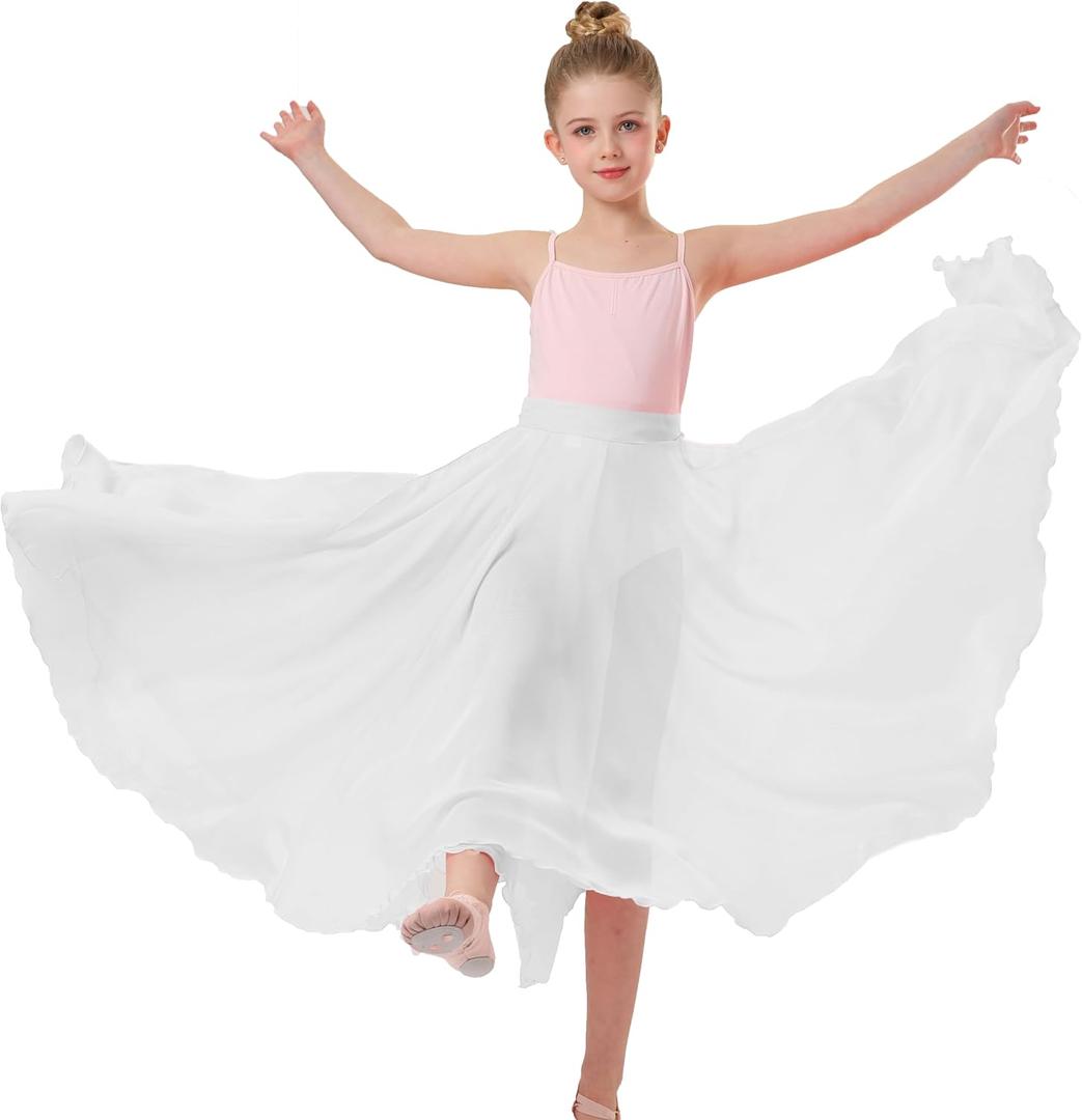 ORIDOOR 720 Degrees Tencel Wrap Dress Gradual Color Tencel Ballet Modern Dance Girl Performing Practice Skirt (6-9 Years)