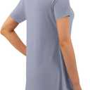 Amoretu Short Sleeve Tunic Tops Loose Fit for Women Crew Neck Tunic Tshirt (Blue, L)