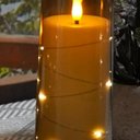 kakoya Flameless LED Candles with Timer 1 piece Flickering Flameless Candles for Romantic Ambiance and Home Decoration Stable Acrylic Shell, with Embedded Star String， Battery Operated Candles（Grey）