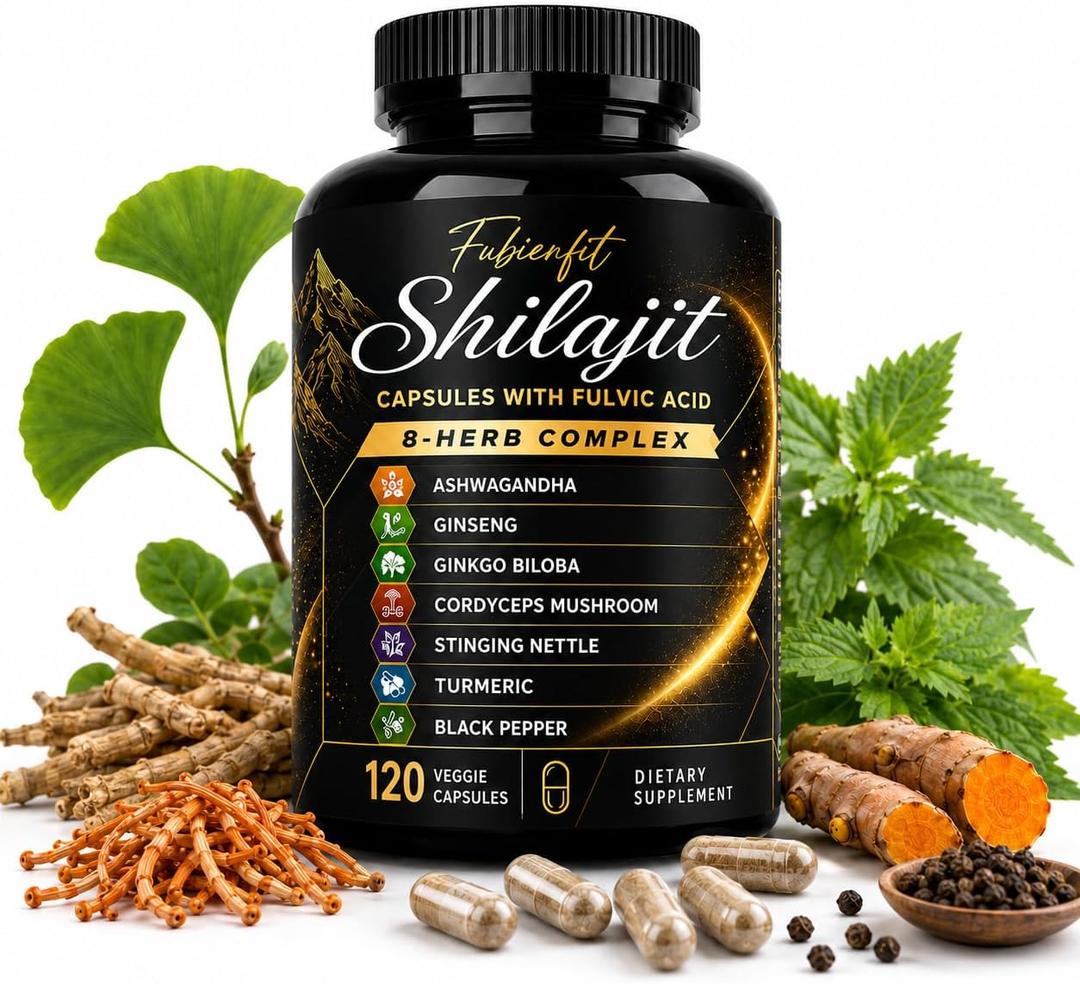 Shilajit Supplement Capsules, 8-Herb Complex, 120 Count | 300 mg Shilajit per Serving with Botanical Extracts; Vegan Friendly, Gluten Free Capsules for Simple Daily Use