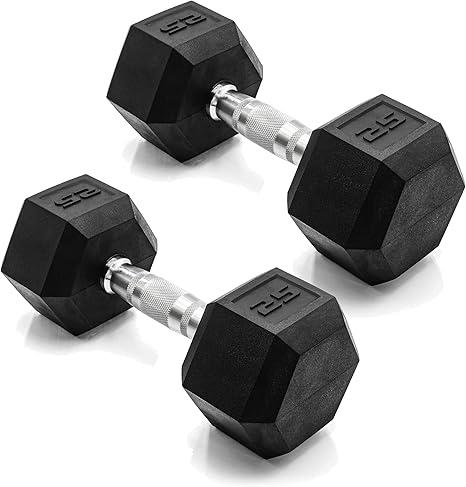 CAP Barbell Rubber Coated Dumbbell Weights 25 lbs - pair
