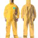 Andes Chemical Protection Coveralls, Hazmat Suits, Sealed Seam Chemical Protection Suits with Attached Boots and Hood (Large)